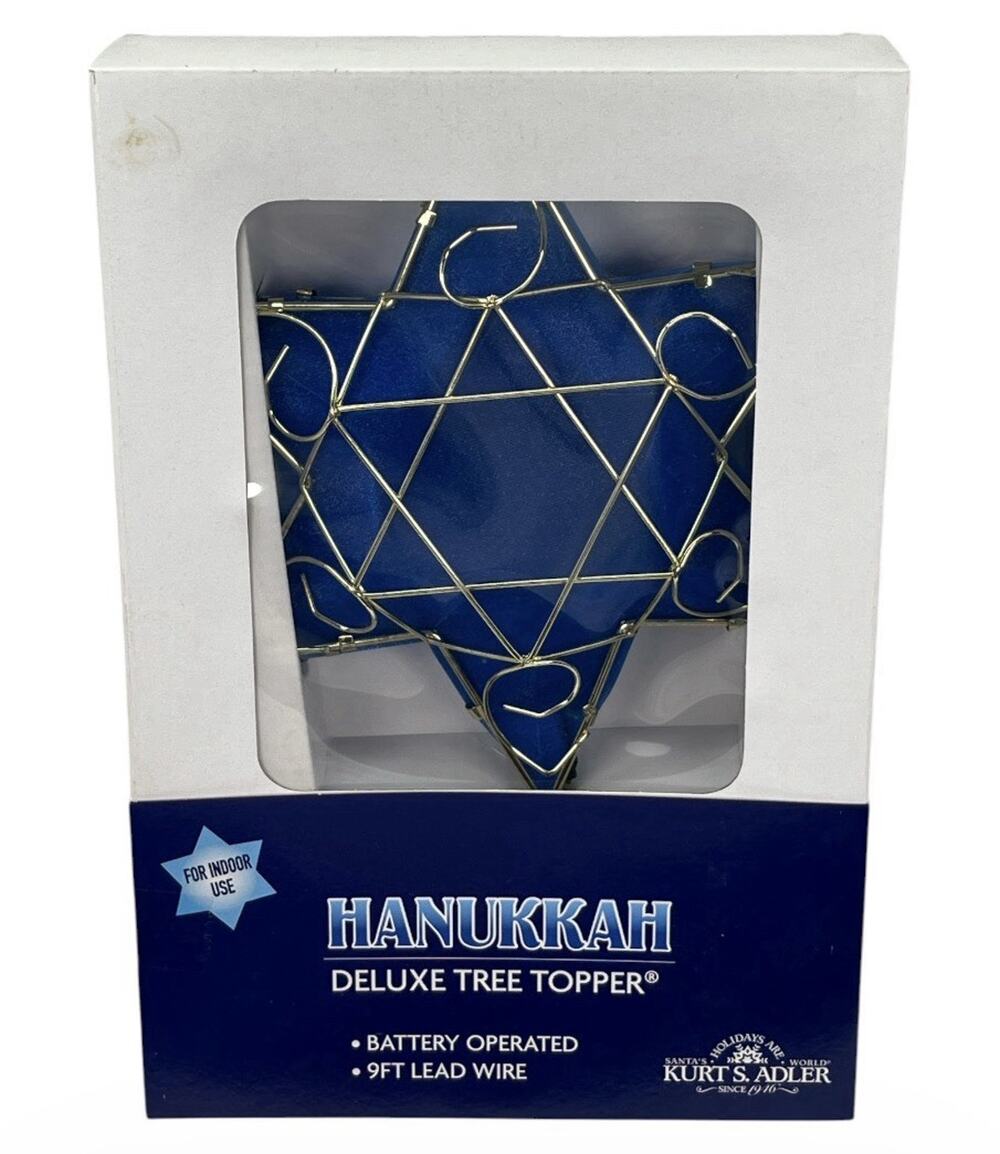 Kurt Adler Hanukkah Star of David Deluxe Tree Topper LED Battery Lighted NIB